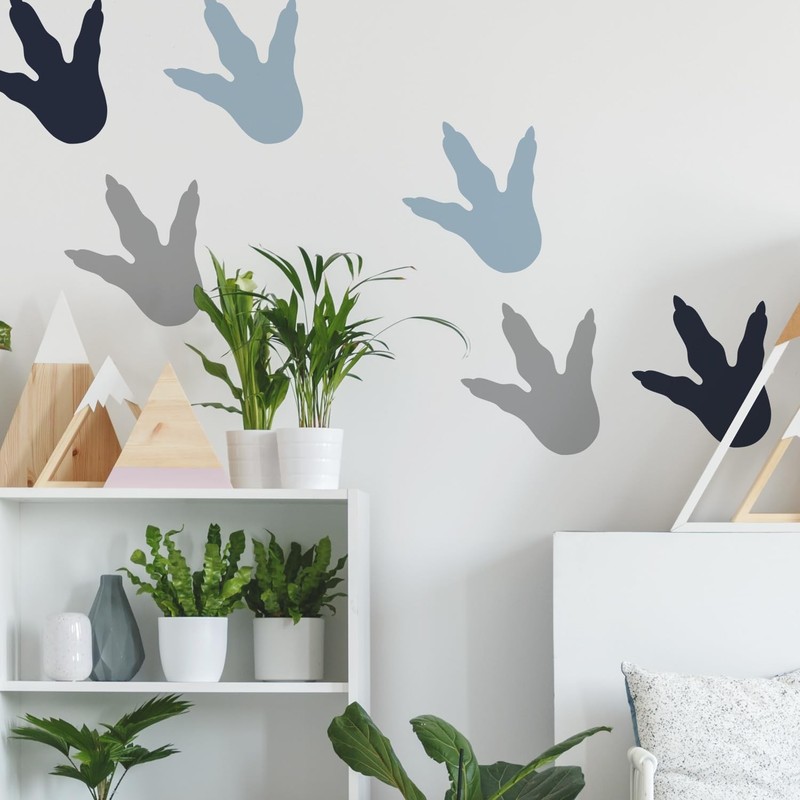 RMK4103SCS Dinosaur Feet Tracks Peel and Stick Wall Decals, Blue, Gray gallery
