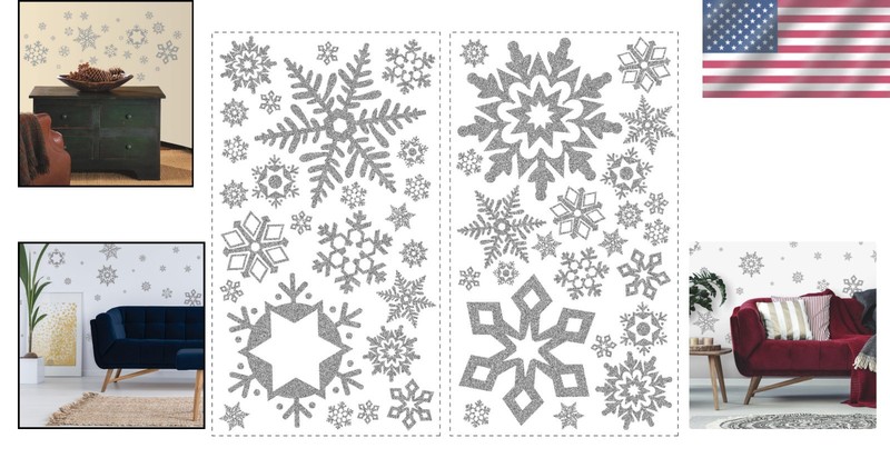 Transform Your Home with 47 Irregular Glitter Snowflake Wall Decals - Easy Apply gallery