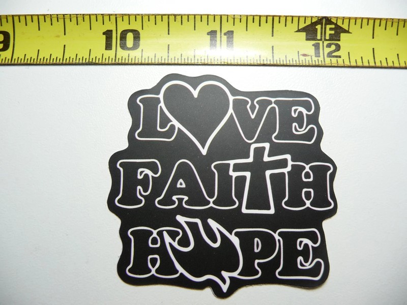 LOVE FAITH HOPE CHURCH GOD CHRISTIAN SMALL STICKER DECAL MOTIVATIONAL POSITIVE