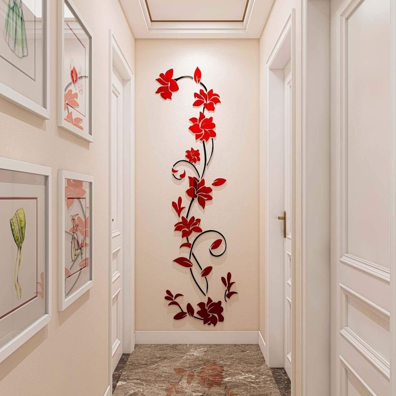 Stylish 3D Acrylic Rattan Flower Wall Art – 70H x 22W Decal for Kids and Adults gallery