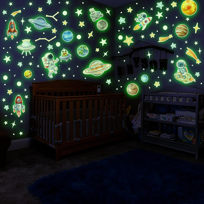 Glow in the Dark Stars and Planets Wall Decals 155 PCS for Ceiling Decor gallery