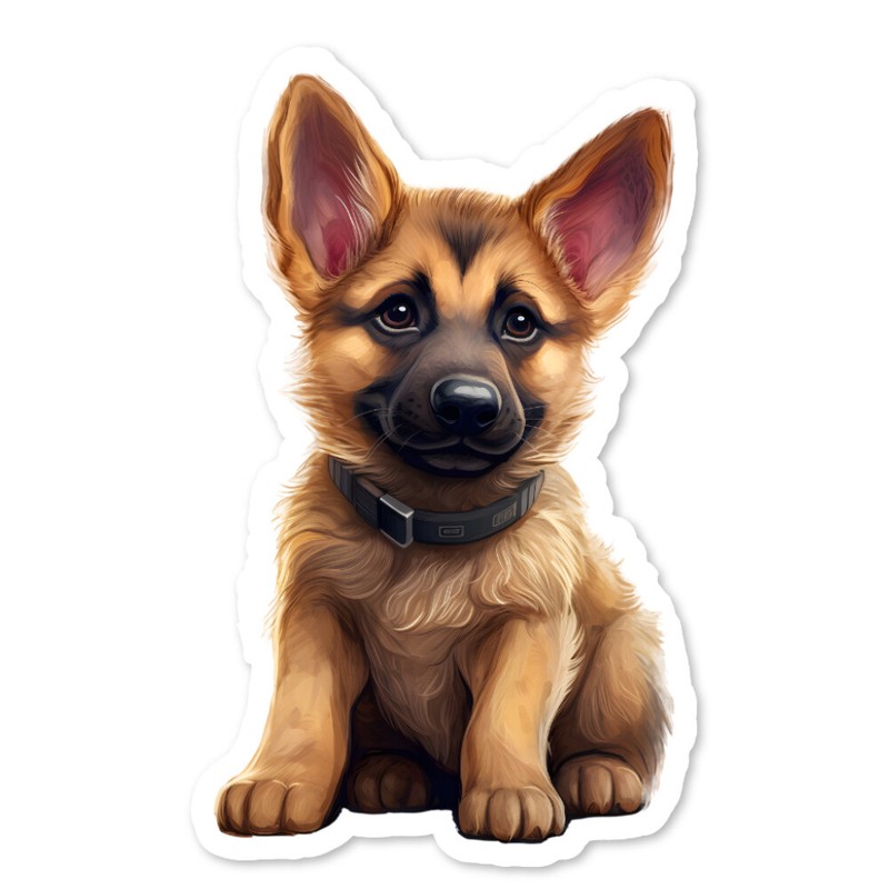 German Shepherd Puppy Vinyl Sticker, Water Bottle, Scrapbooking, Laptop, Journal