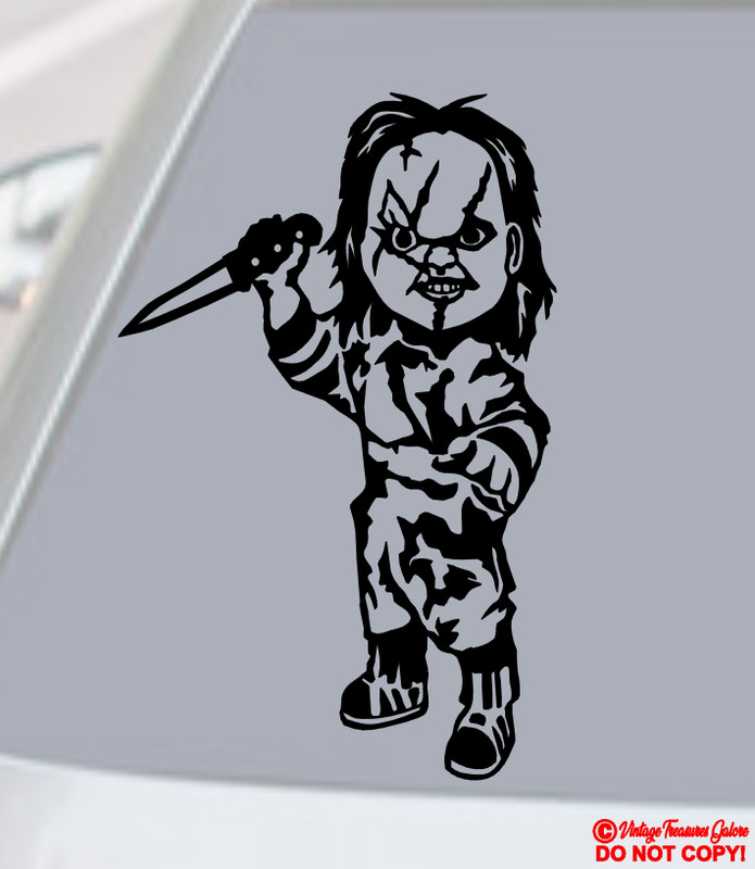 CHUCKY VINYL DECAL STICKER CAR REAR WINDOW BUMPER CHILD’S PLAY HORROR MOVIE DOLL