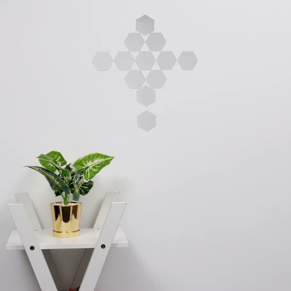 Hexagon 12 Silver 3″ MIRROR STICKERS Acrylic WALL DECALS Dorm Rooms Decorations