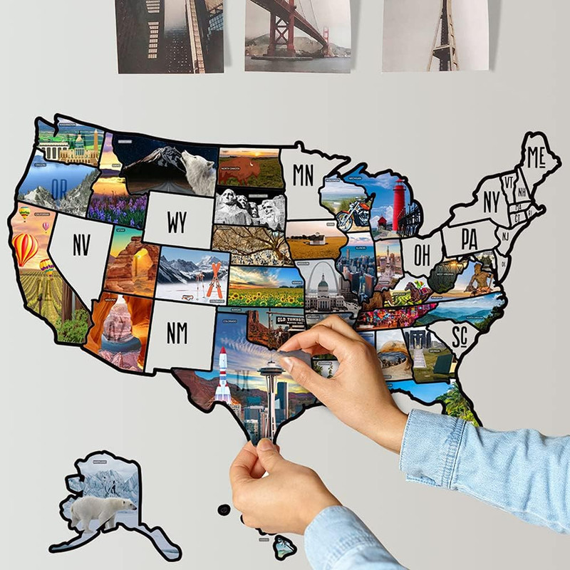 Sticker, 50 States Travel Map Theme for RV, 23.6″ x 15.7″