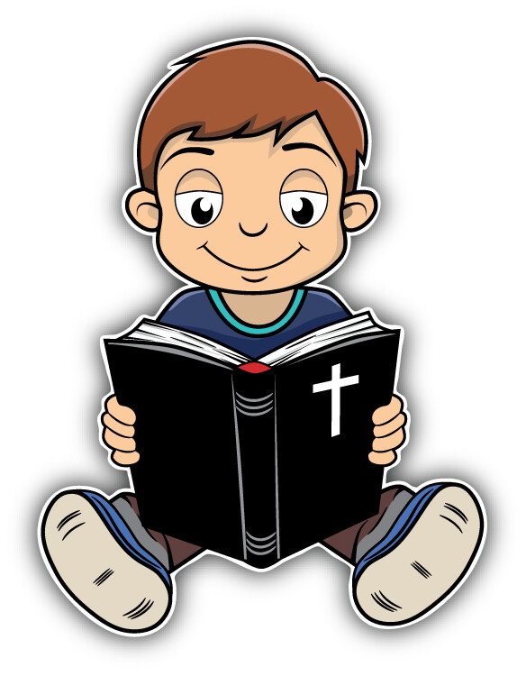 Boy Reading Bible Religion Car Bumper Sticker Decal ”SIZES”