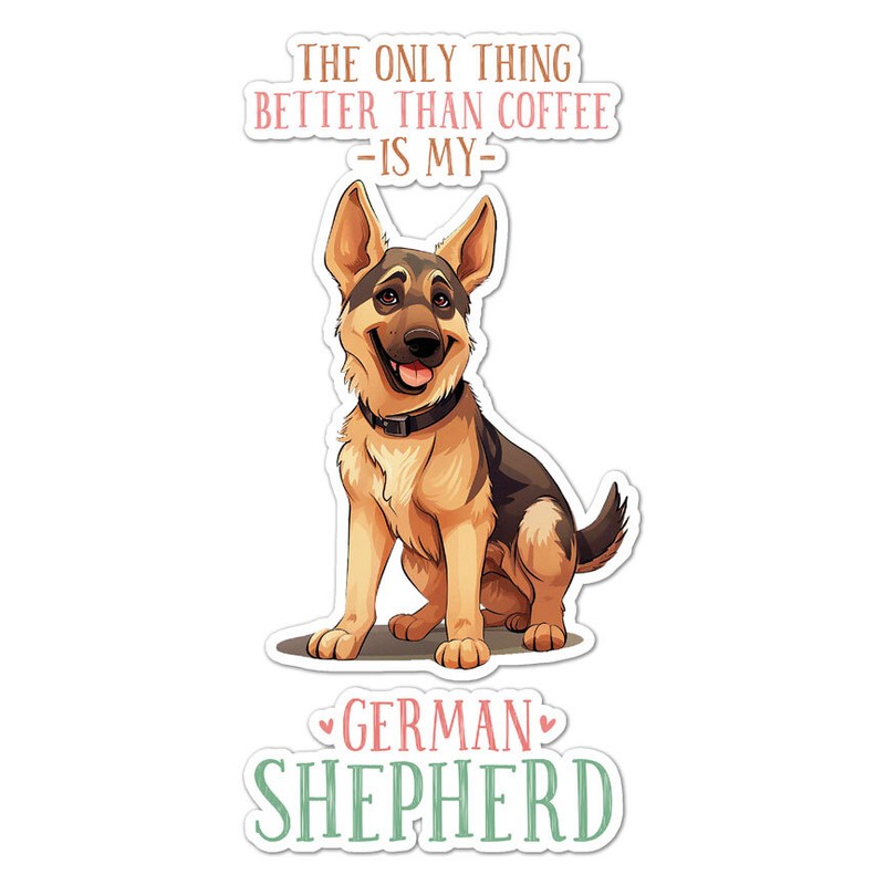 Coffee German Shepherd, Vinyl Decal Sticker, Indoor Outdoor, 3 Sizes, #9693