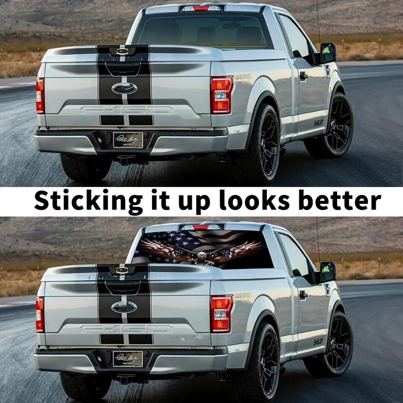 Vinyl American Eagle Flag Back Rear Window Decals 65x22" For Pickup Trucks SUV gallery