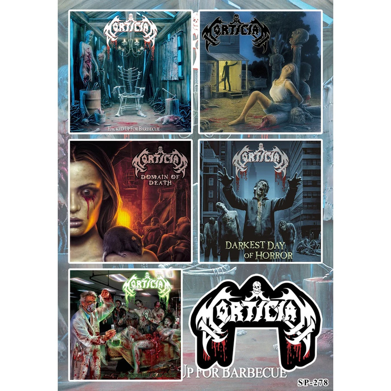 Mortician Stickers Hacked Up for Barbecue Domain of Death Darkest Day of Horror
