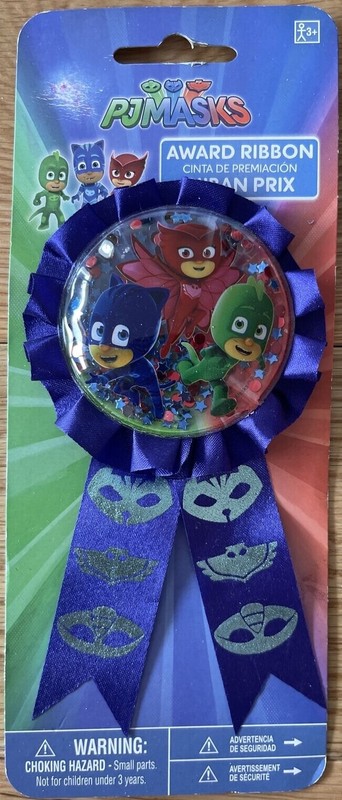 PJ Masks Birthday Party Award Ribbon, Puffy w/ Foil Confetti Inside, Silk 5.5" gallery