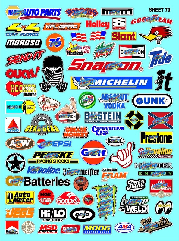 Clear Matte FinishVinyl Sticker Sheet 70-R/C MODEL Decal 1/10-1/16 ScaleMoparsFG