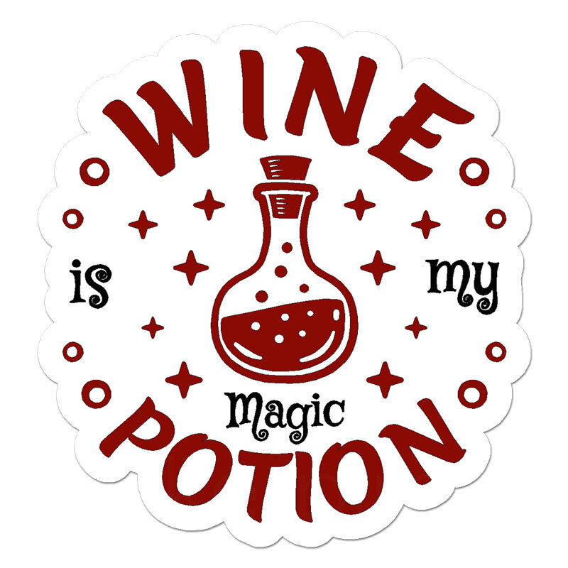 Wine Magic Potion, Vinyl Decal Sticker, Indoor Outdoor, 3 Sizes, #11831