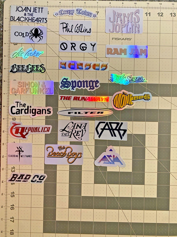 24 Classic Rock Stickers 60s 70s 80s 90s Rock & Roll Waterproof HOLOGRAPHIC gallery