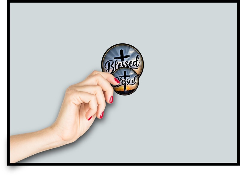 Blessed Cross Decal Sticker Jesus God Religious Gift Christian Pride Love Church gallery