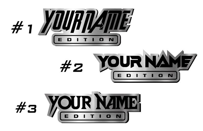 Car badge CUSTOM TEXT "EDITION" Emblem, Car emblem BRUSHED SILVER Text Name Logo gallery