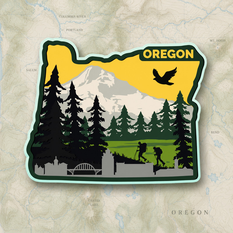 Oregon State Shape Adventure Vinyl Sticker 4x3 Inch Waterproof & Fade Resistant