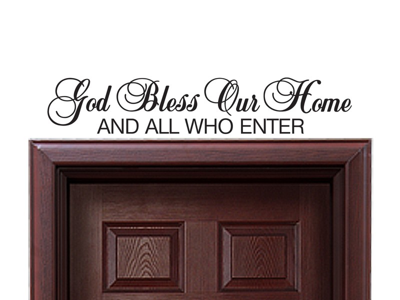 FGD God Bless Our Home Vinyl Wall Decal 4″ x 24″ in White or Black (DW01)