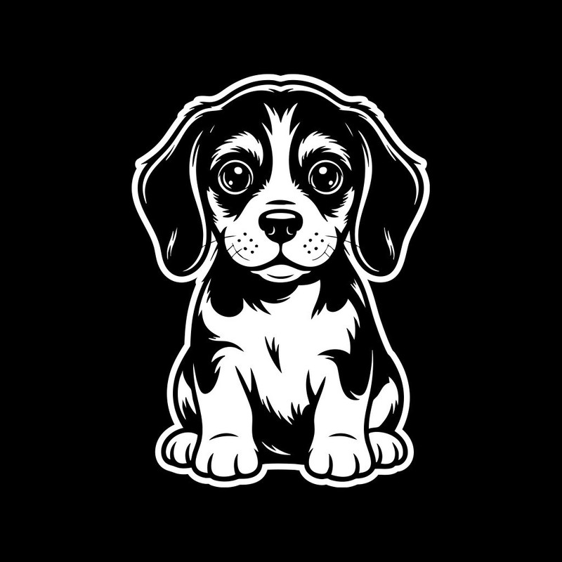 Beagle Puppy Decal 5x7 in Vinyl Sticker – Dog Lover Gift Black or White Car gallery