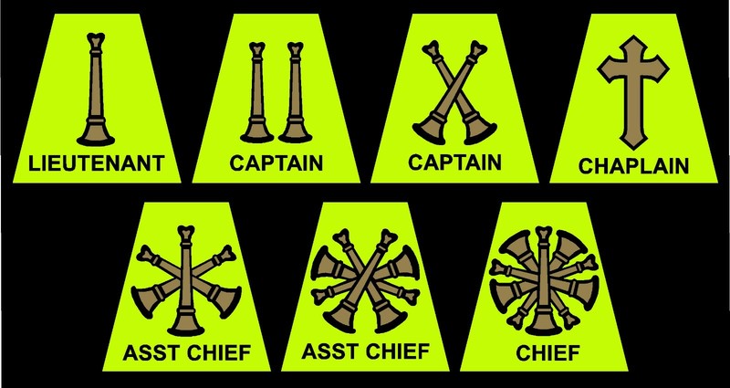 Reflective Fluorescent Yellow Rank Tetrahedrons Fire Helmet Bugle Decal You Pick