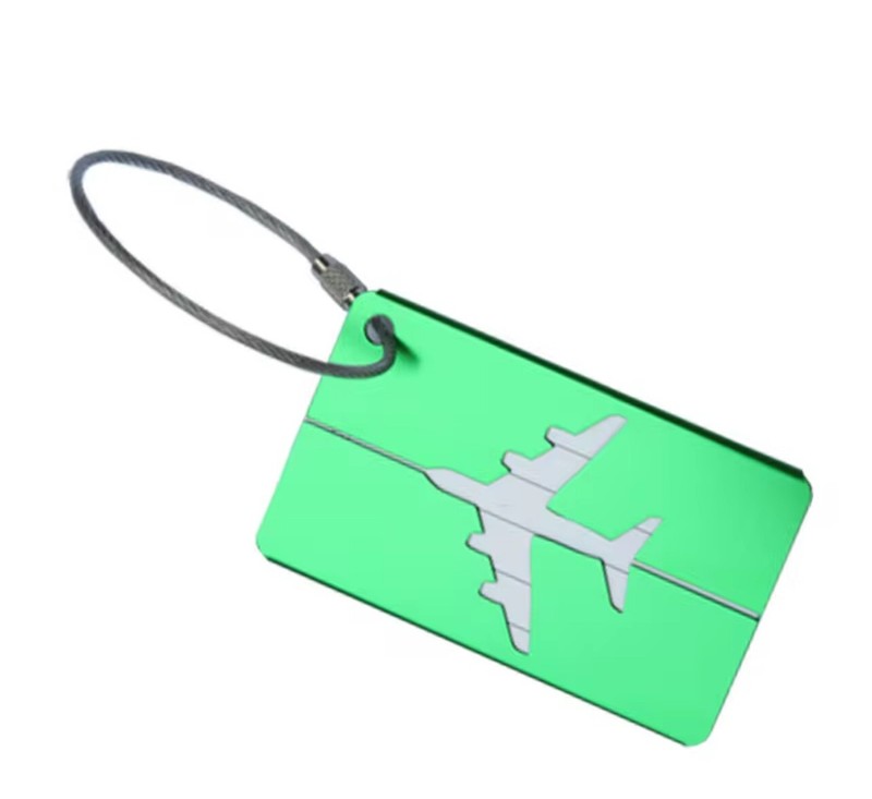 Green Metal Luggage Tag Label ID Suitcase Bag Baggage Travel Airplane Travel