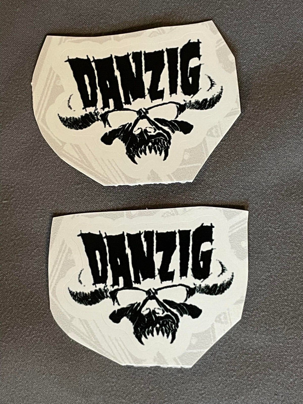 Lot of 2 DANZIG 1 3/8″ x 1 7/8″ Band Logo Stickers Black White FAST SHIP!