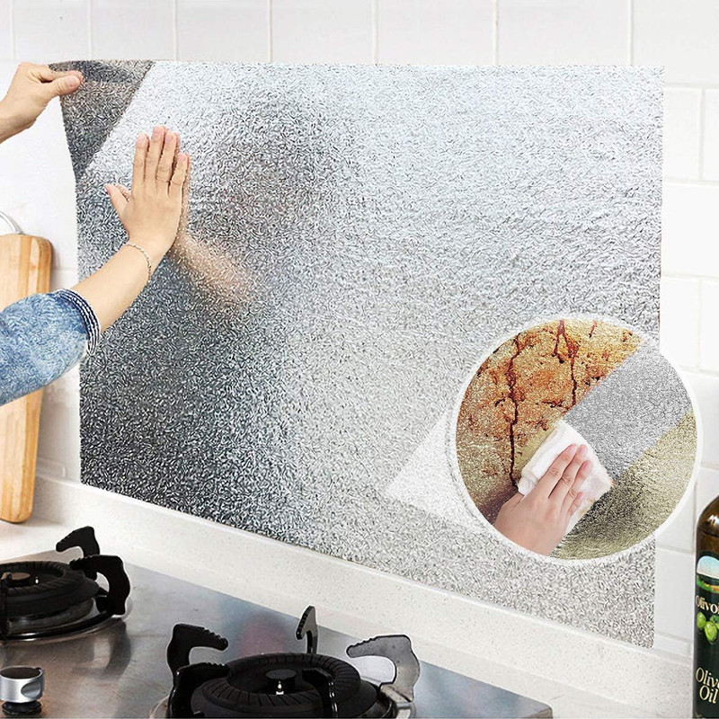 Livelynine Silver Contact Paper for Kitchen Oil Proof Waterproof Sticker Aluminu gallery