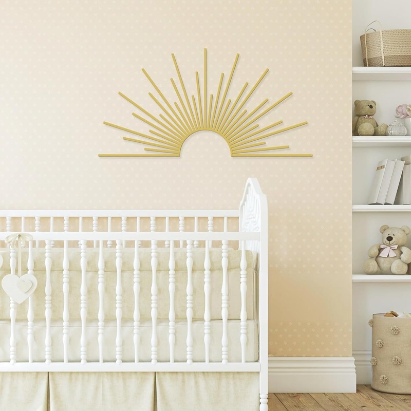 Radiant Gold Sun Wall Art 31.5"x15.7" - Lightweight & Easy Adhesive Installation gallery