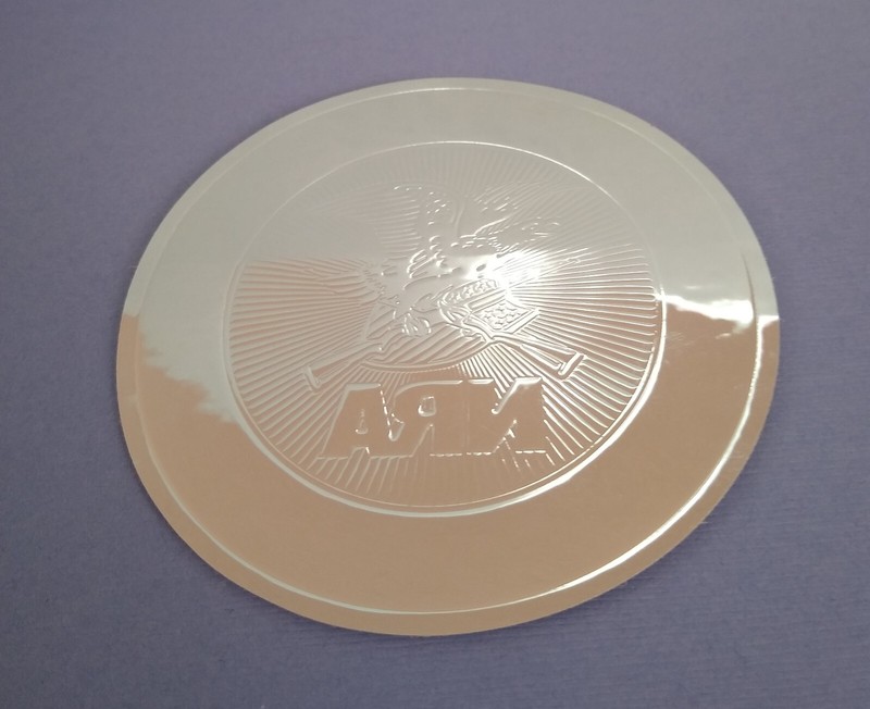 Rare NRA Solid Silver Decal Sticker, Round 3.5" Embossed Metallic gallery