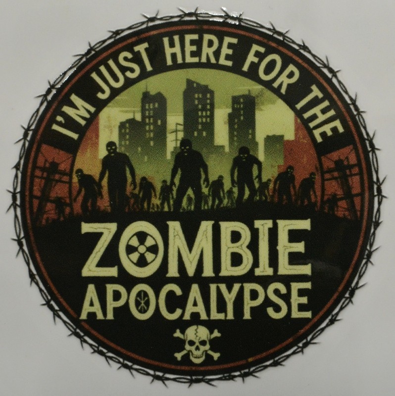 I’m just here for the Zombie Apocalypse Sticker 2.5in x 2.5in UV