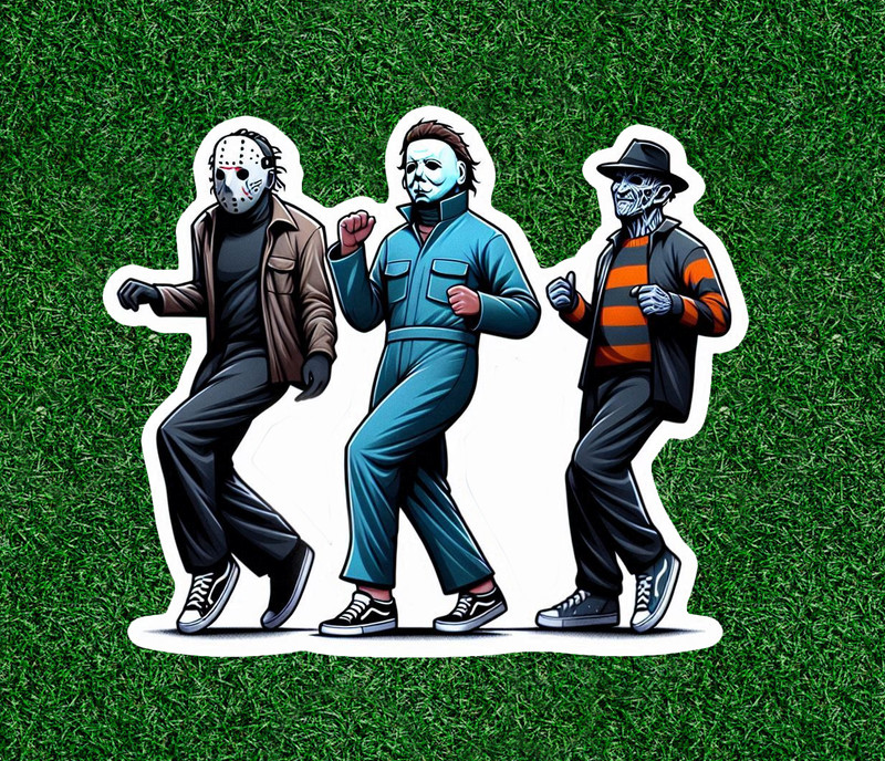 Jason, Michael Myers and Freddy dancing waterproof sticker decal – several sizes