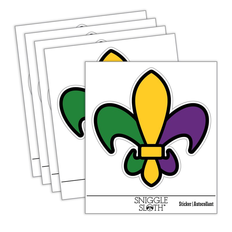 Fleur De Lis French Mardi Gras Elegant Laptop Water Bottle Car Sticker 5 Pack