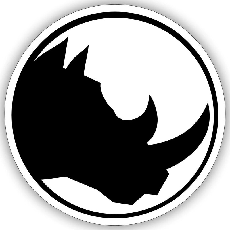 Dynamic Outline Rhino Silhouette Logo Sticker, max. 4 x 4″