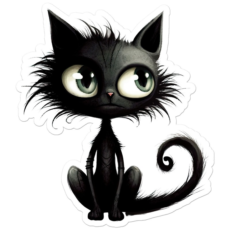 Big Eyes Black Cat – Vinyl Decal Sticker – Car Window Laptop – ebn11012