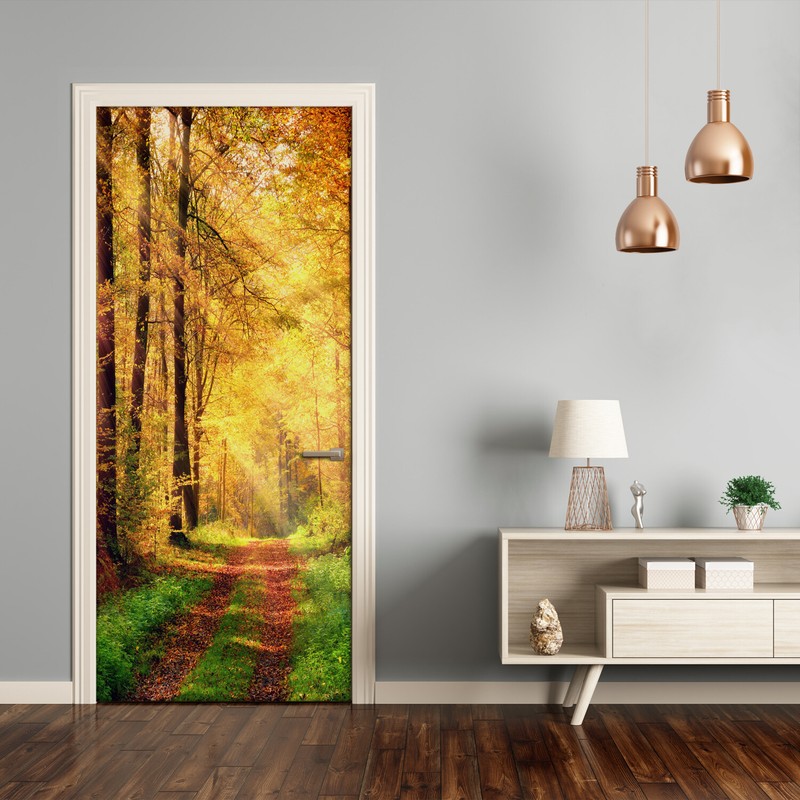 Self adhesive Door Wall wrap removable Peel & Stick Landscapes Autumn forest