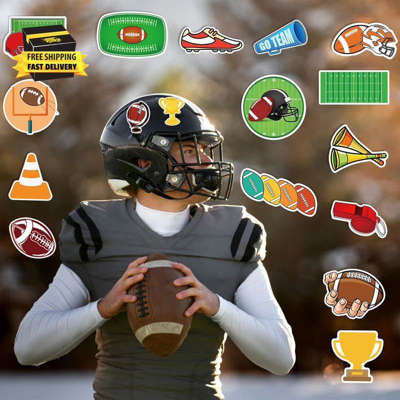 53 PCS Football Stickers Bulk Sports Themed Vinyl Waterproof Football Stickers f gallery