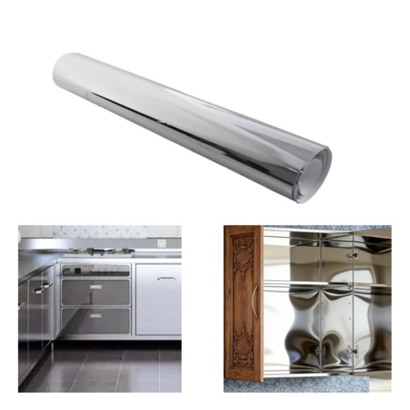 30x100cm Silver Mirror Sticker PVC Material for Home For Wall Decoration gallery