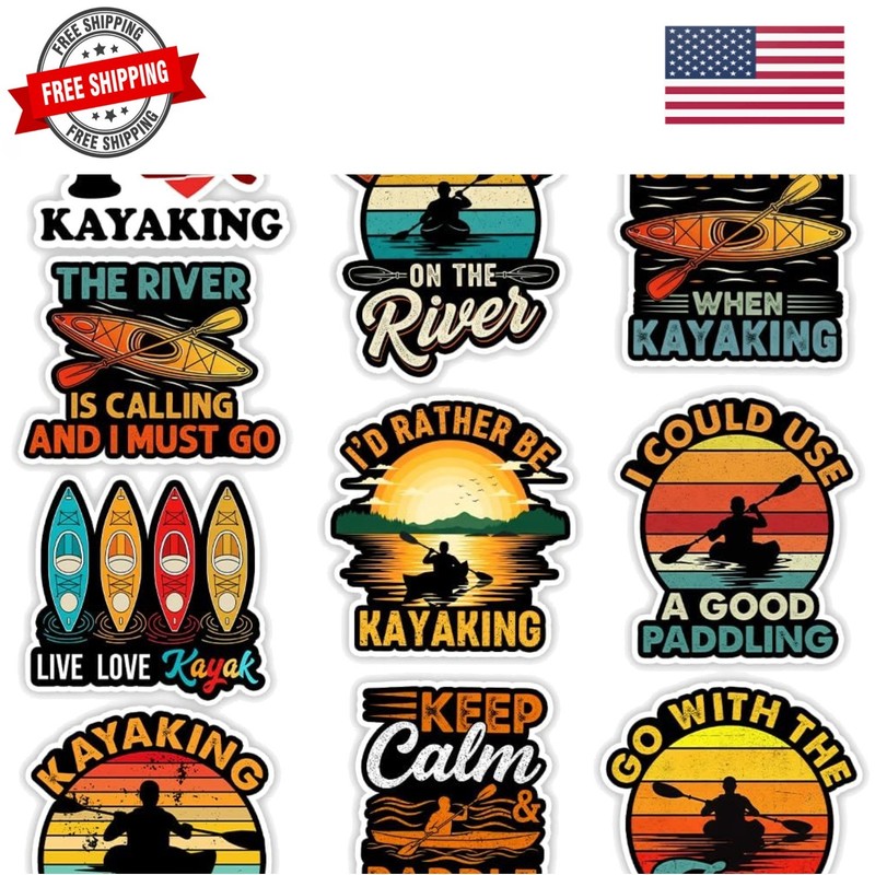 10Pcs, 3×3] Kayaking Sticker Pack – Funny Vinyl Stickers for Kayakers, River …