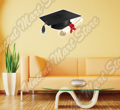 Graduation Cap Diploma Student Wall Sticker Room Interior Decor 25"X16"