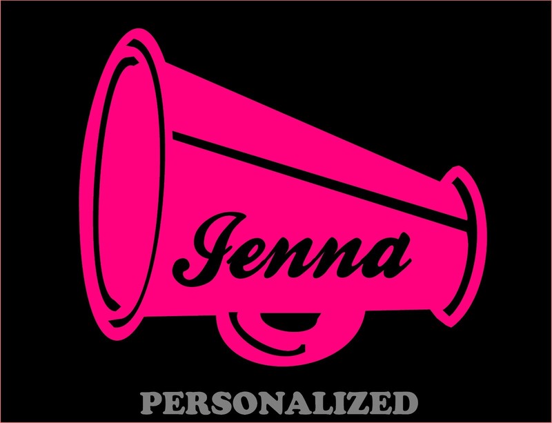 Personalized Cheerleader Megaphone Decal with name vinyl sticker car graphic gallery