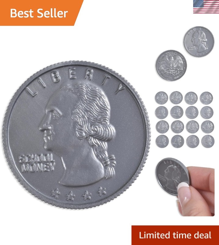 7524 , Play Quarters Plastic Coins - Set of 100