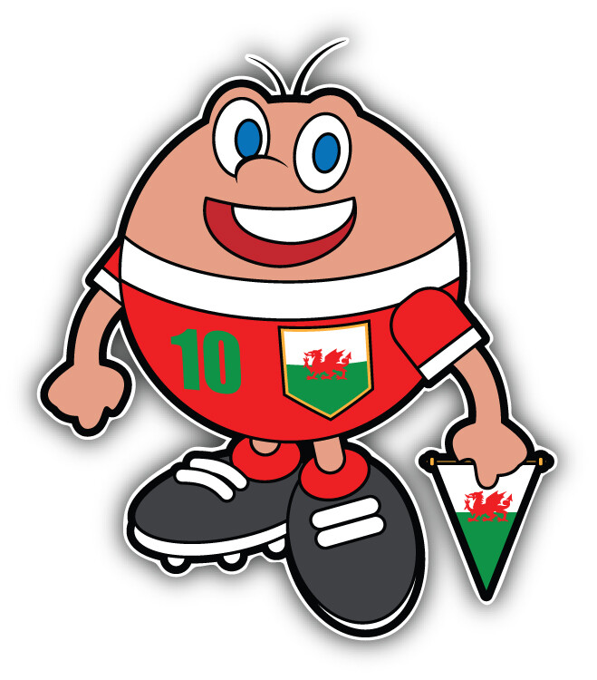 Cartoon Wales Soccer Player Mascot Car Bumper Sticker Decal