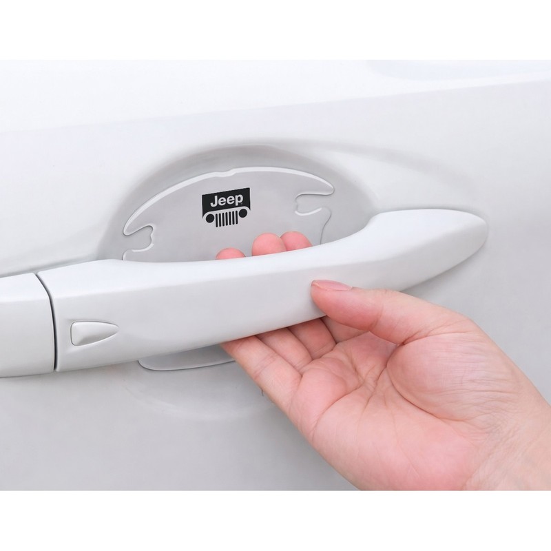 Jeep Grill Logo Universal Car Door Handle Cup Protector Clear Decal Sticker gallery