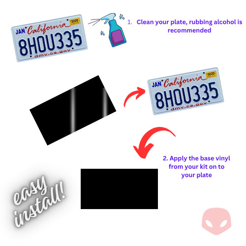 Cherry Red and White Matte Black California Plate Wrap DIY Kit gallery