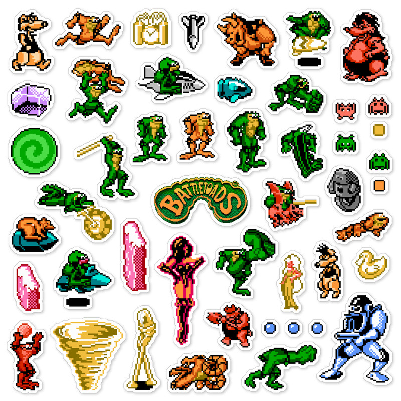 Battletoads Stickers Nintendo NES Pixel Art 48 Sticker Pack