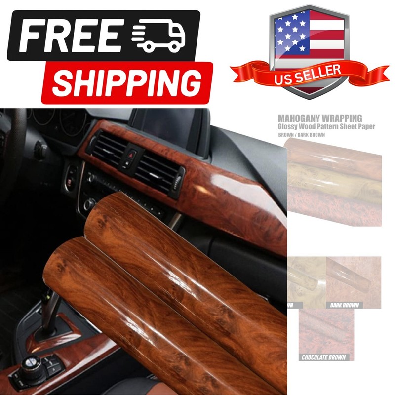Mahogany Vinyl Wrap -Self Adhesive Film 12 x 60 Inch Glossy Wood Grain Decal ...