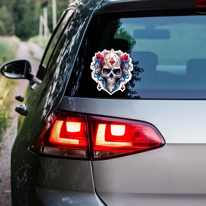 Skull Hearts Roses - Vinyl Decal Sticker - Car Window Laptop - ebn11592 gallery