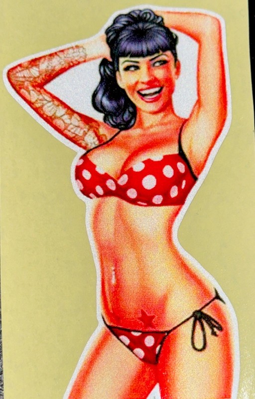 SEXY PINUP GIRL VINYL STICKER✨💋💄👙👠💋✨4” X 2 1/4”✨FUN TIME✨CUTE TATTOOS💫