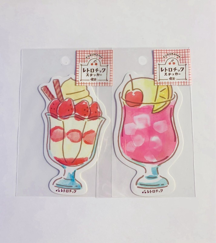 Furukawashiko Sticker Set – Pink Cream Soda, Strawberry Parfait, Japanese Cafe