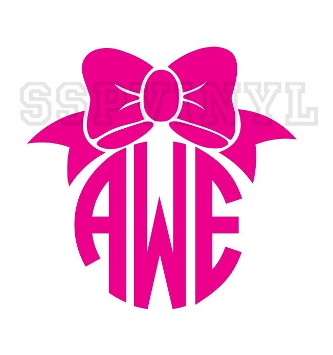 Personalized Monogram Hair Bow Circle Decal Sticker