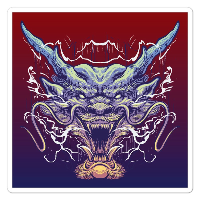 Asian Dragon Head, Vinyl Decal Sticker, Indoor Outdoor, 3 Sizes, #11144